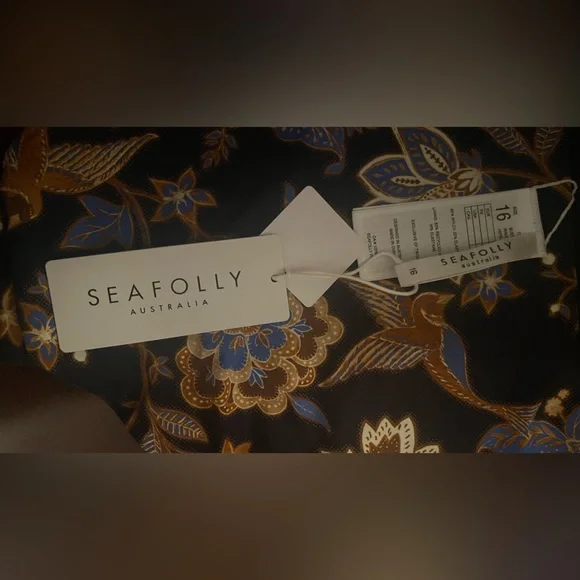 Seafolly - New with all Tags - Silk Road Wide Side Retro Bikini Bottoms sz US 12 - Picture 12 of 13